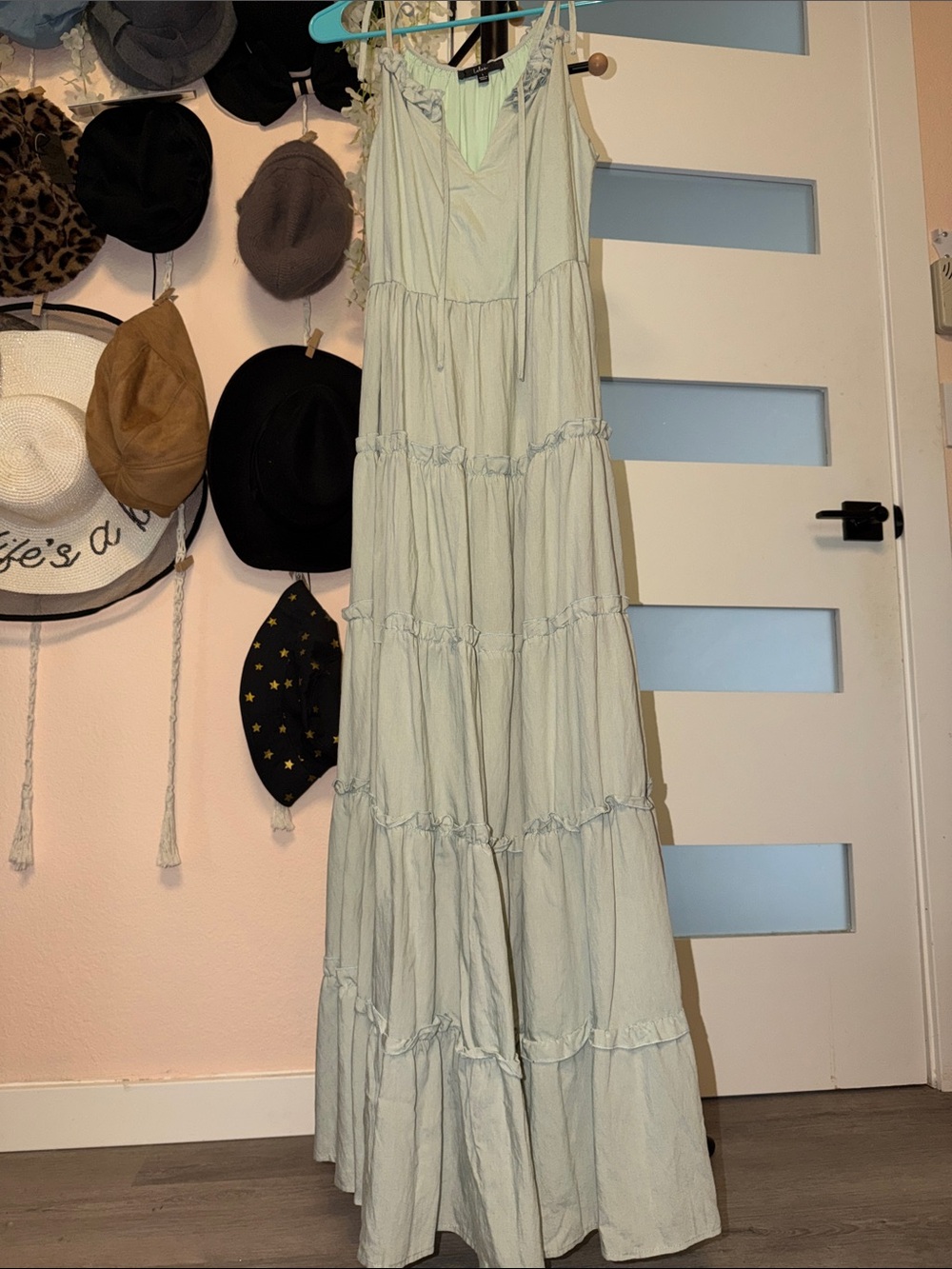 Daily Vacation Light Sage Green Tiered Maxi Dress